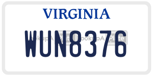 WUN8376  license plate in VA