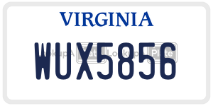 WUX5856  license plate in VA
