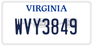 WVY3849 license plate in Virginia