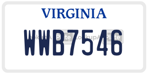 WWB7546  license plate in VA