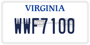 WWF7100  license plate in VA