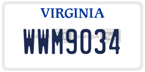 WWM9034  license plate in VA