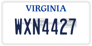 WXN4427  license plate in VA