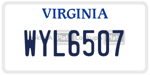 WYL6507  license plate in VA