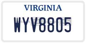 WYV8805  license plate in VA