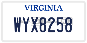 WYX8258 license plate in Virginia