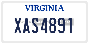 XAS4891  license plate in VA
