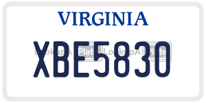 XBE5830  license plate in VA