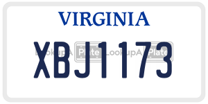 XBJ1173 license plate in Virginia