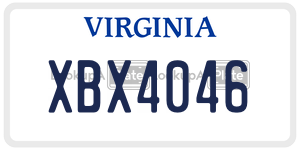 XBX4046  license plate in VA