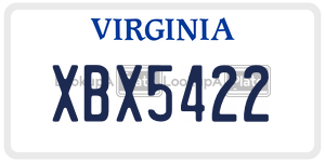 XBX5422  license plate in VA