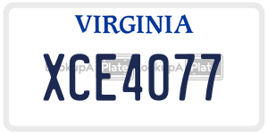 XCE4077  license plate in VA