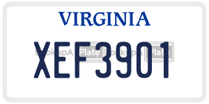 XEF3901  license plate in VA