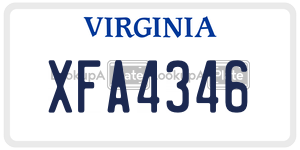 XFA4346  license plate in VA