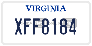 XFF8184  license plate in VA