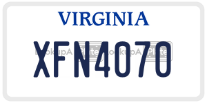 XFN4070  license plate in VA