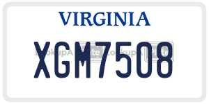 XGM7508 license plate in Virginia