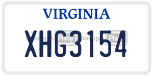 XHG3154  license plate in VA