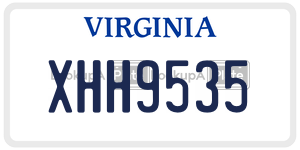 XHH9535  license plate in VA