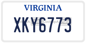 XKY6773  license plate in VA