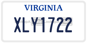 XLY1722  license plate in VA