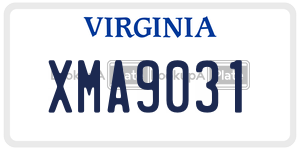XMA9031 license plate in Virginia