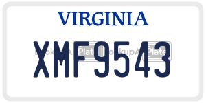 XMF9543  license plate in VA