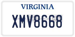 XMV8668  license plate in VA
