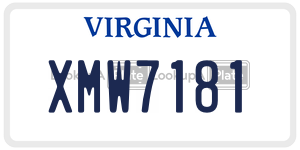 XMW7181  license plate in VA