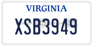XSB3949  license plate in VA