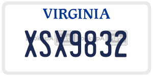 XSX9832  license plate in VA