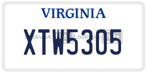 XTW5305  license plate in VA
