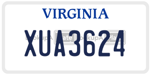 XUA3624  license plate in VA
