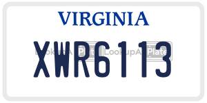 XWR6113  license plate in VA