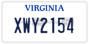 XWY2154  license plate in VA