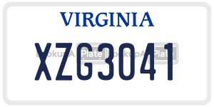 XZG3041  license plate in VA
