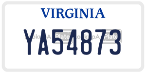 YA54873  license plate in VA