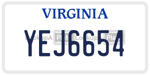 YEJ6654  license plate in VA
