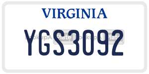YGS3092  license plate in VA