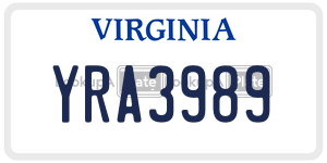 YRA3989 license plate in Virginia