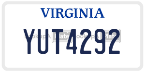 YUT4292  license plate in VA