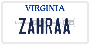 ZAHRAA  license plate in VA