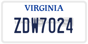 ZDW7024 license plate in Virginia
