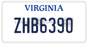 ZHB6390  license plate in VA