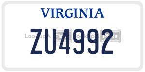 ZU4992  license plate in VA