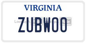 ZUBWOO license plate in Virginia
