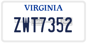 ZWT7352 license plate in Virginia