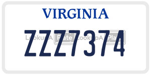 ZZZ7374  license plate in VA