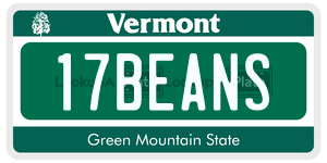 17BEANS  license plate in VT