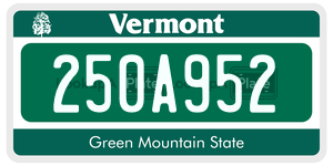 250A952 license plate in Vermont